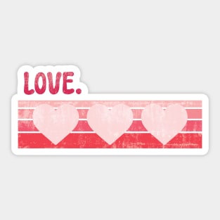 Triple Hearts Retro Love Valentine T-Shirt | Vintage Heart Design | Cute Aesthetic Valentines Day Tee | Romantic Couples Gift | Groovy Love Shirt Sticker